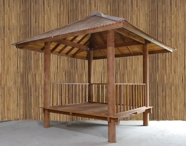 Product image 10 of the product “Gazebo 420x414x410cm Model1, only in Bankirai, with a fence on three sides. ”